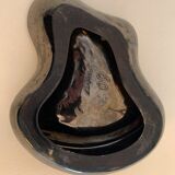 Yellow and black ceramic ashtray