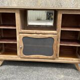 Low sideboard, bar, storage unit, wood, compass legs,