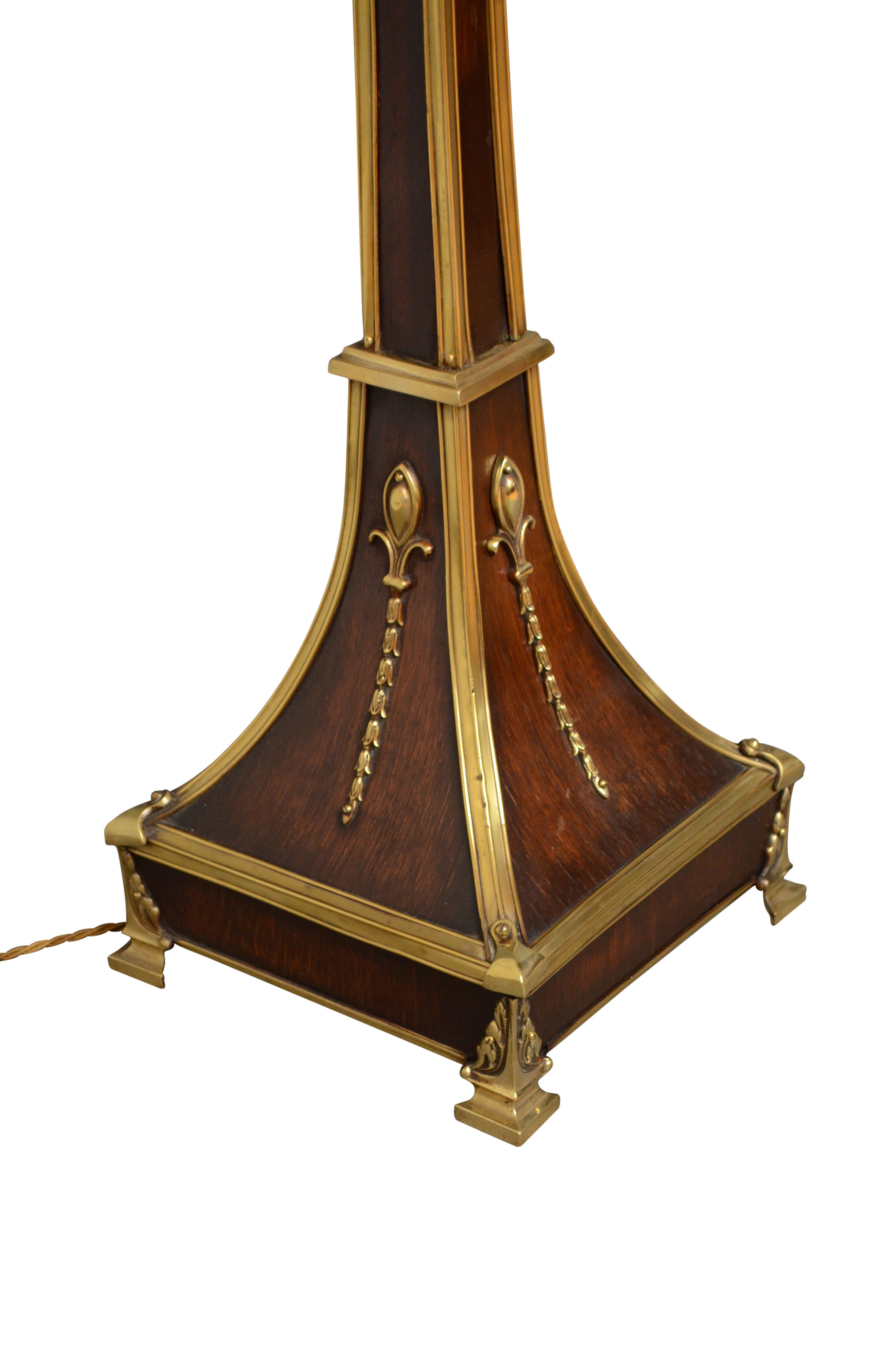 Early XXth century rosewood and brass floor lamp