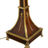 Early XXth century rosewood and brass floor lamp