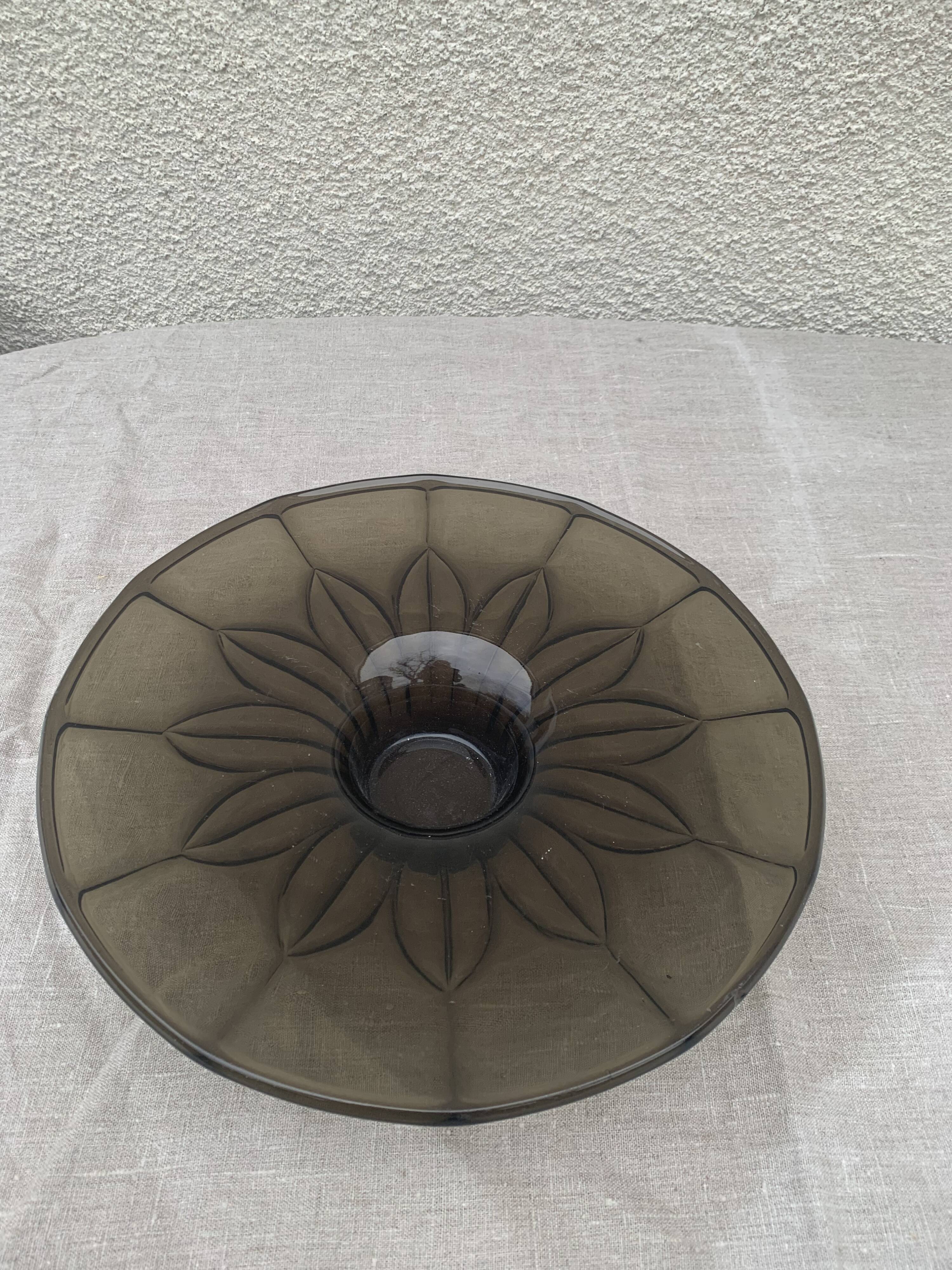 Brown glass cup vintage floral pattern