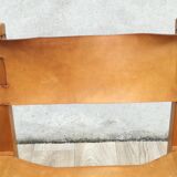 Armchair in solid elm and leather Maison Regain 1970