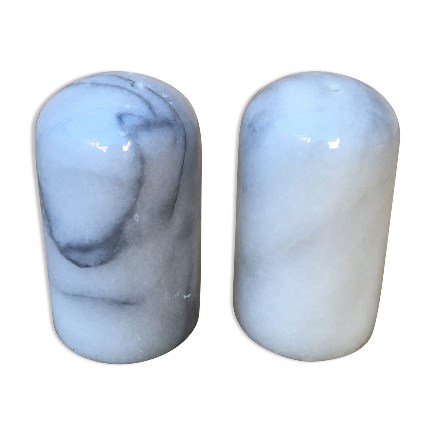 Marble pepper salt shaker duo