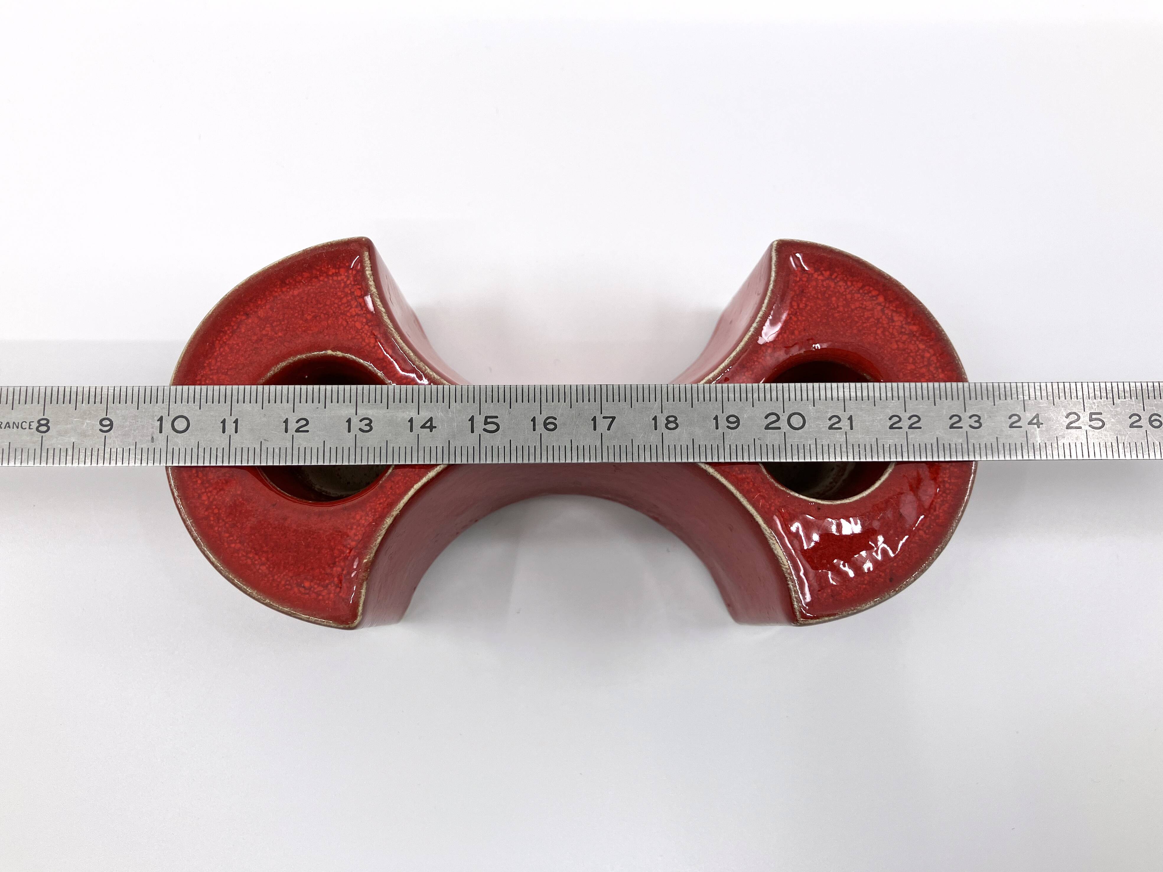 3 red ceramic candlesticks • Cari Zalloni • Steuler • 1970
