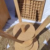 Vintage wooden stool with screws