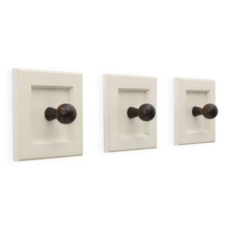 Wall-mounted hooks for clothes, 1970s, set of 3