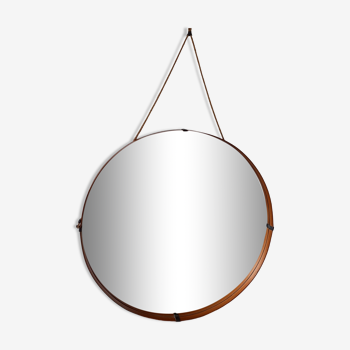 Miroir vintage en teck des années 60 102cm