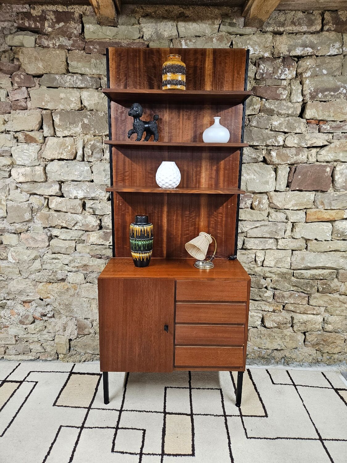 Bookcase cabinet modular shelves vintage 1970