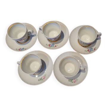 5 cups with saucers