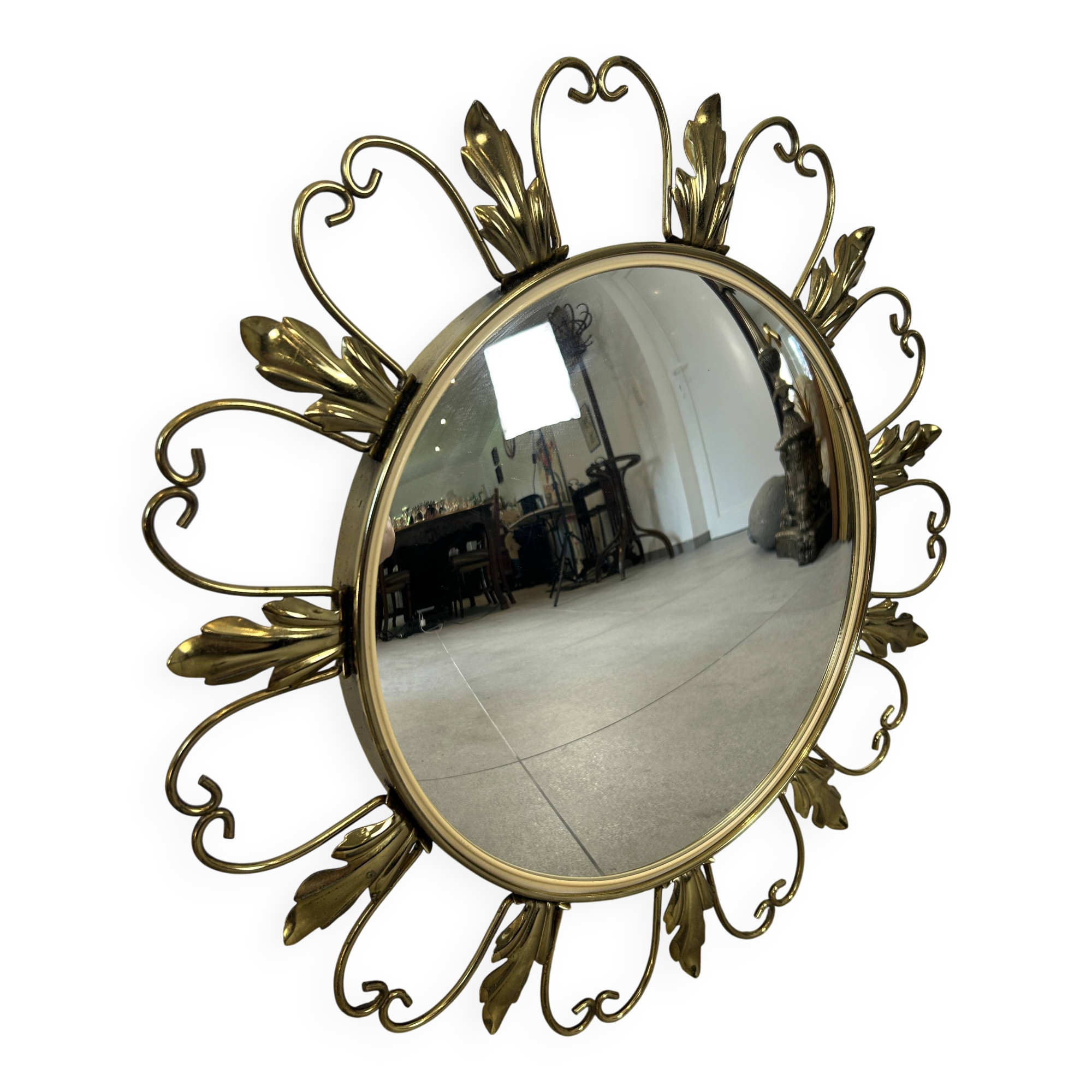 Golden metal convex sun mirror