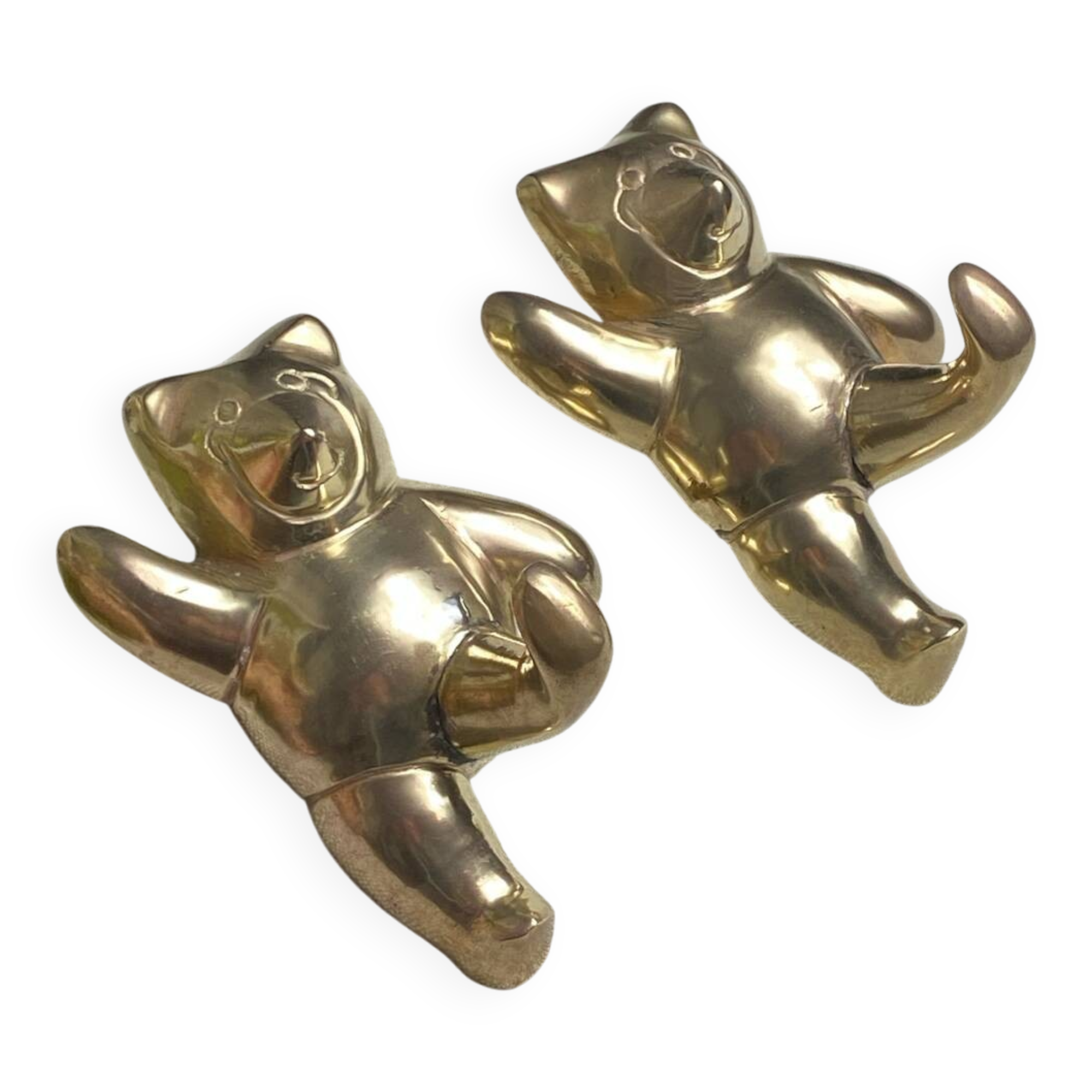 Solid brass panda-shaped wall hooks