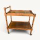 Vintage wooden turned rolling dessert trolley, removable tray.