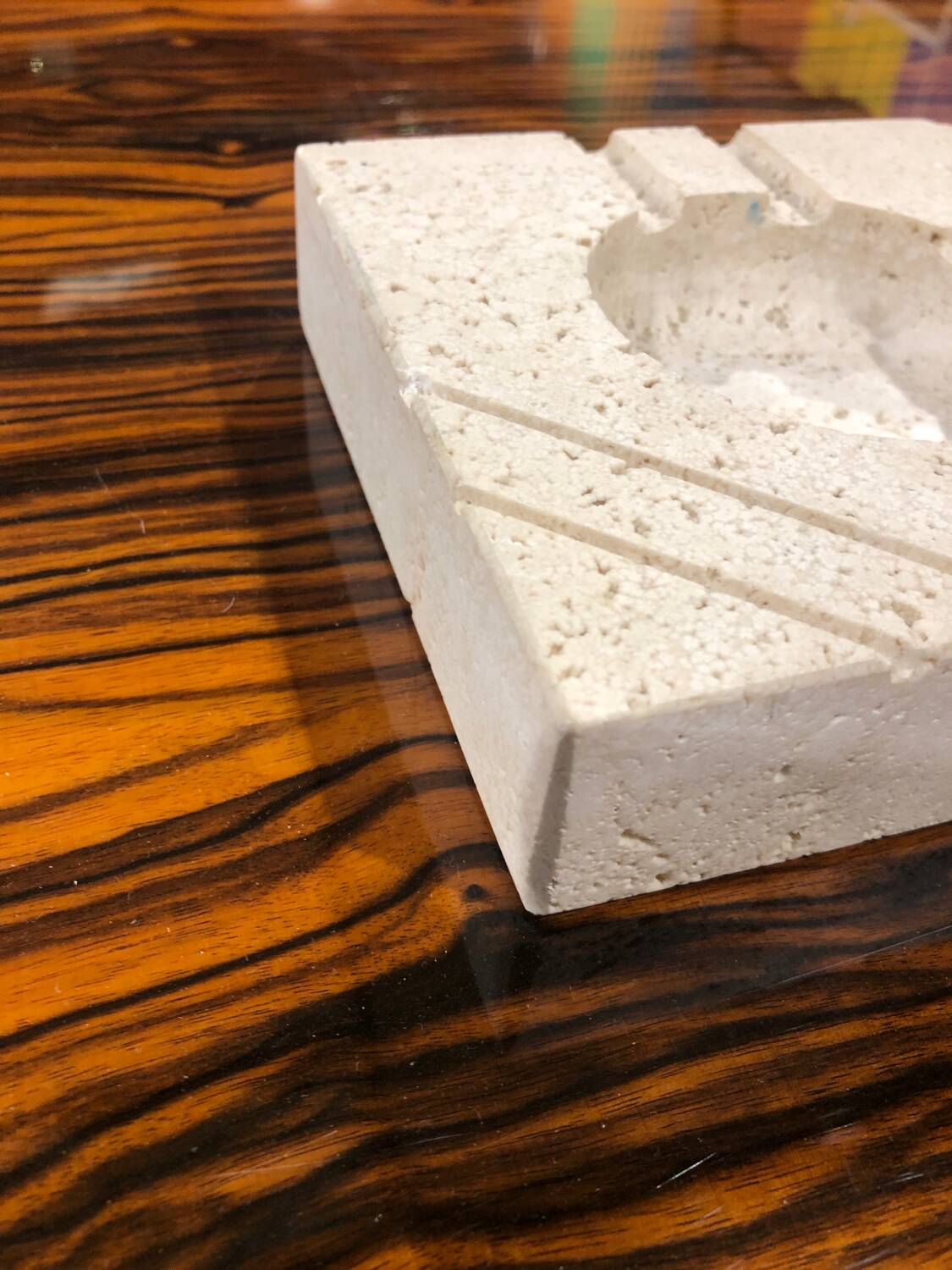 Cendrier en travertin Cerri Nestore Italy 1980