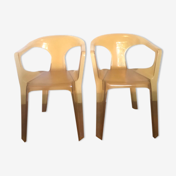 Paire de chaises jaune vintage