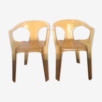 Vintage yellow chair pair