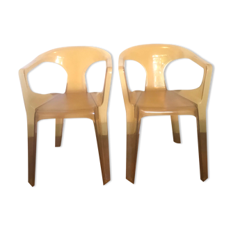 Vintage yellow chair pair