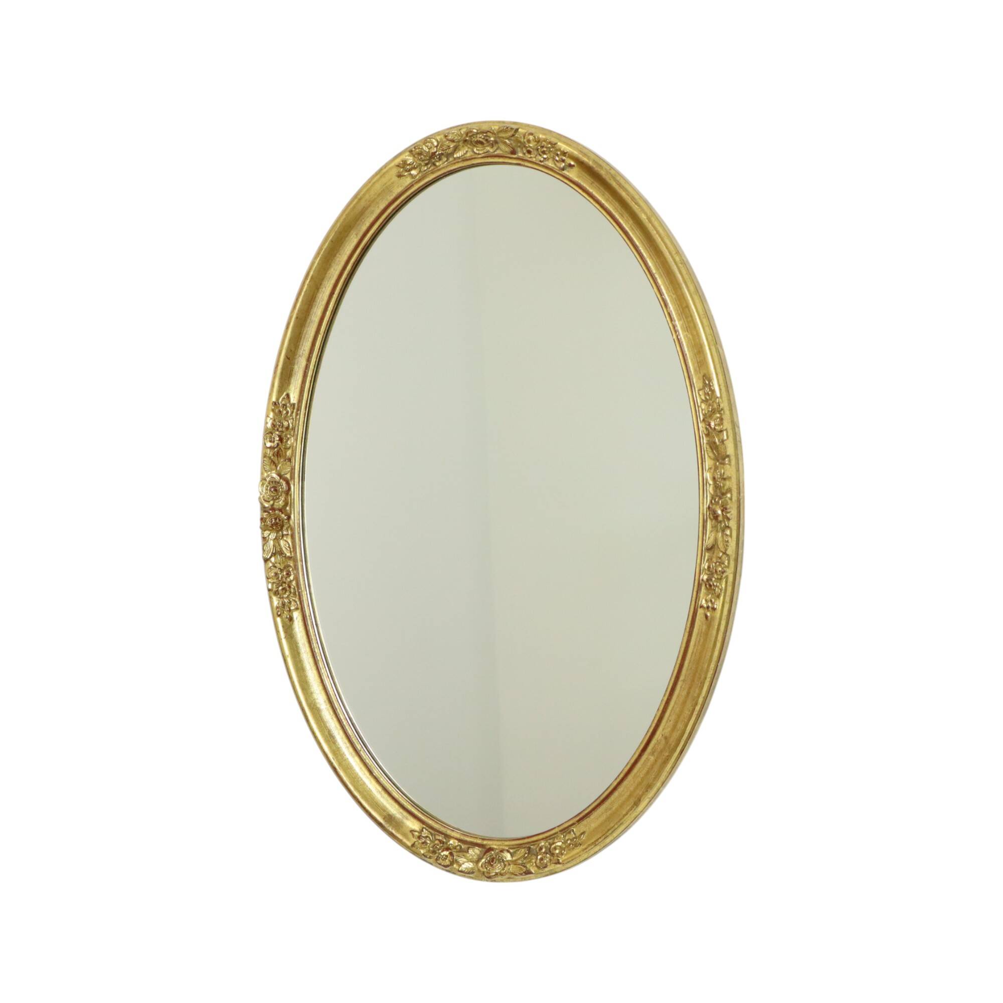 Hollywood Regency Golden Mirror Oval Deknudt Classic