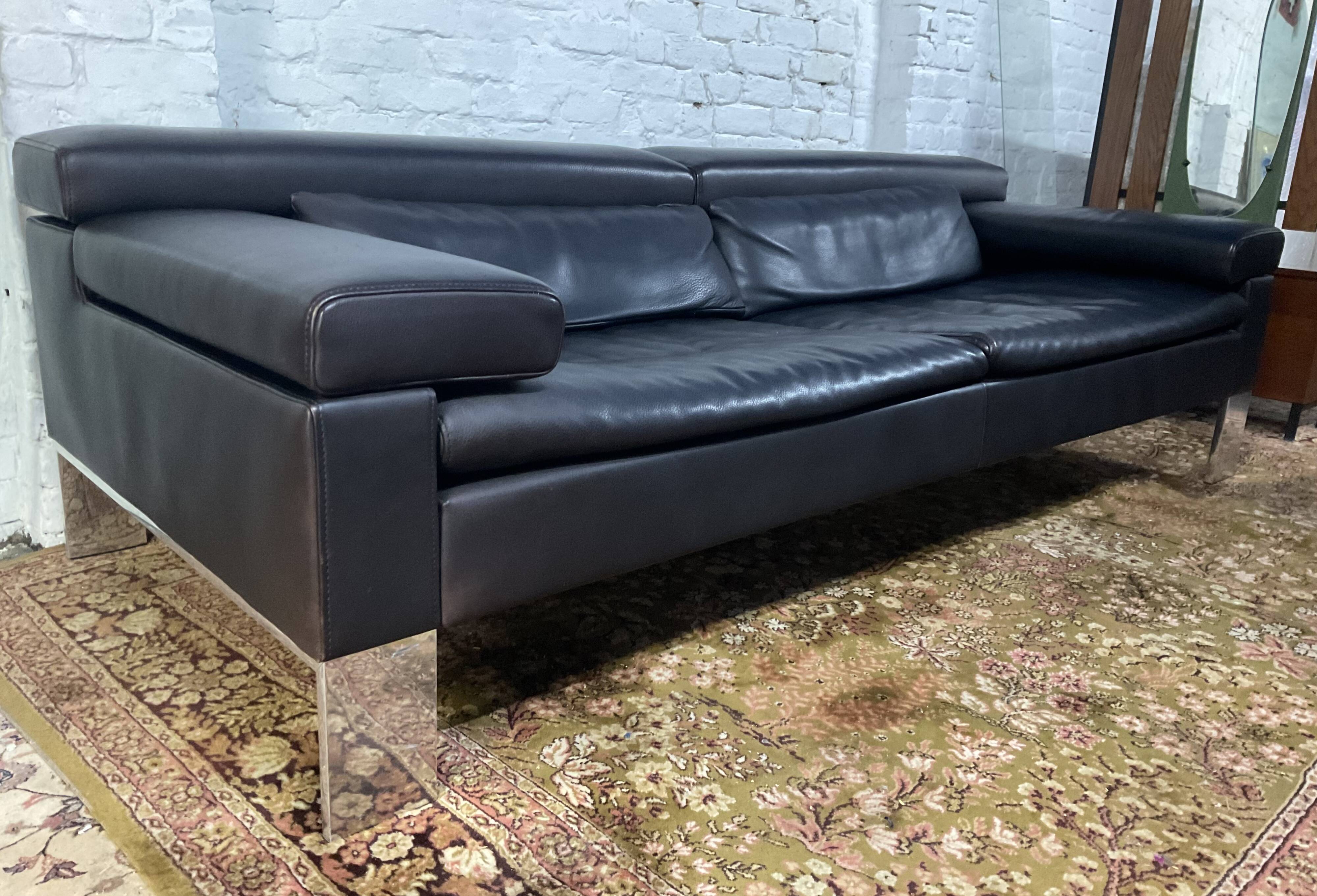 Jori designer sofa in brown leather 3 seats