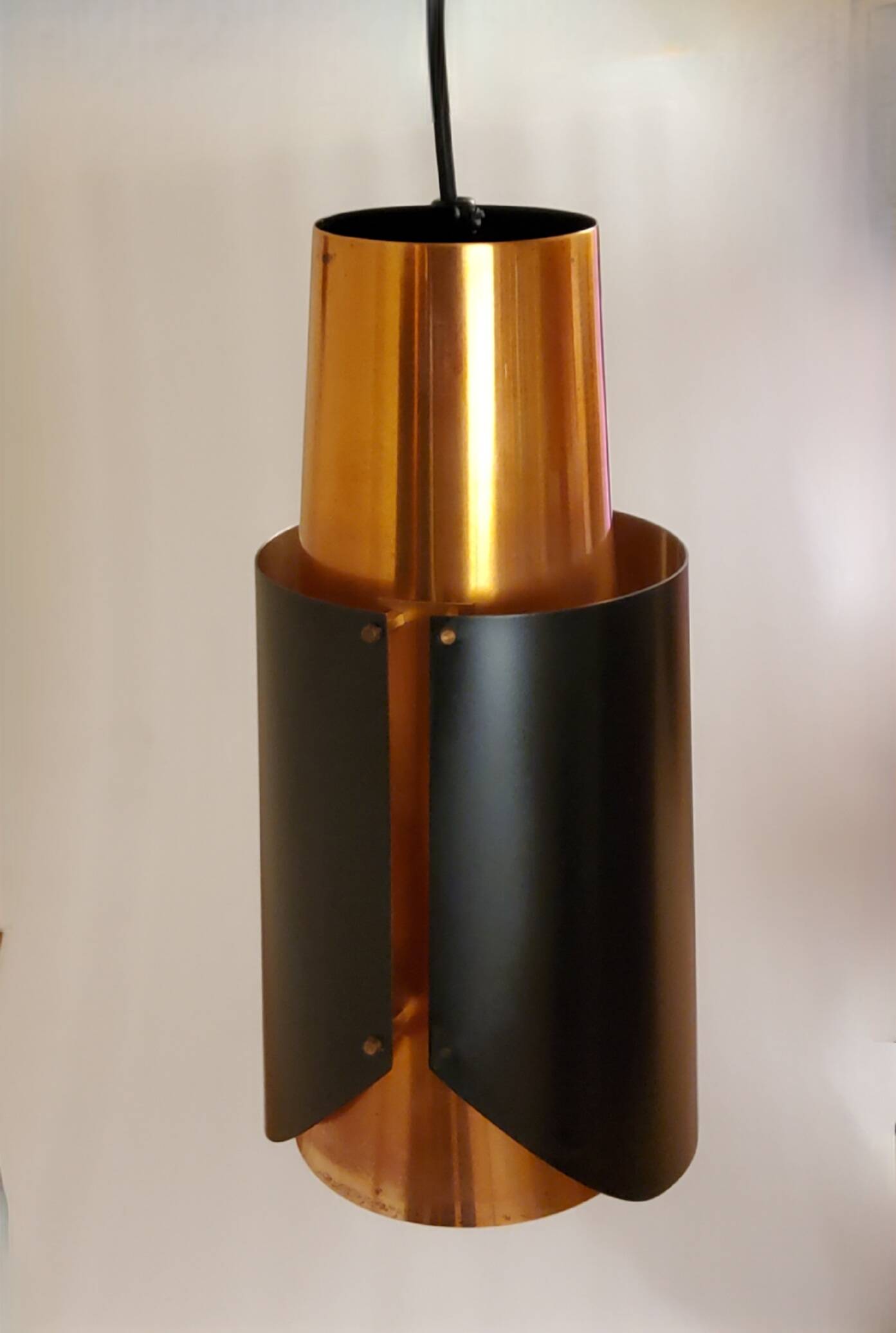 Vintage black brass 'østerport' pendant and wall lamp by Bent Karlby for Lyfa, Denmark 1960s