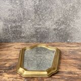 Vintage mirror in gilded and pearl wood 27x35cm
