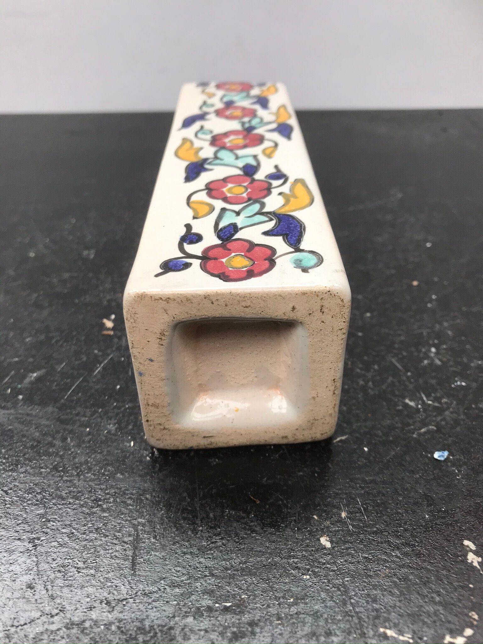 Former vase square ceramic decor vintage flowers