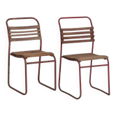 Chaises de jardin rouges anciennes (c.1920). Ensemble de 2 pièces n°16