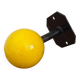 Vintage yellow wooden wall-mounted ball coat hook.