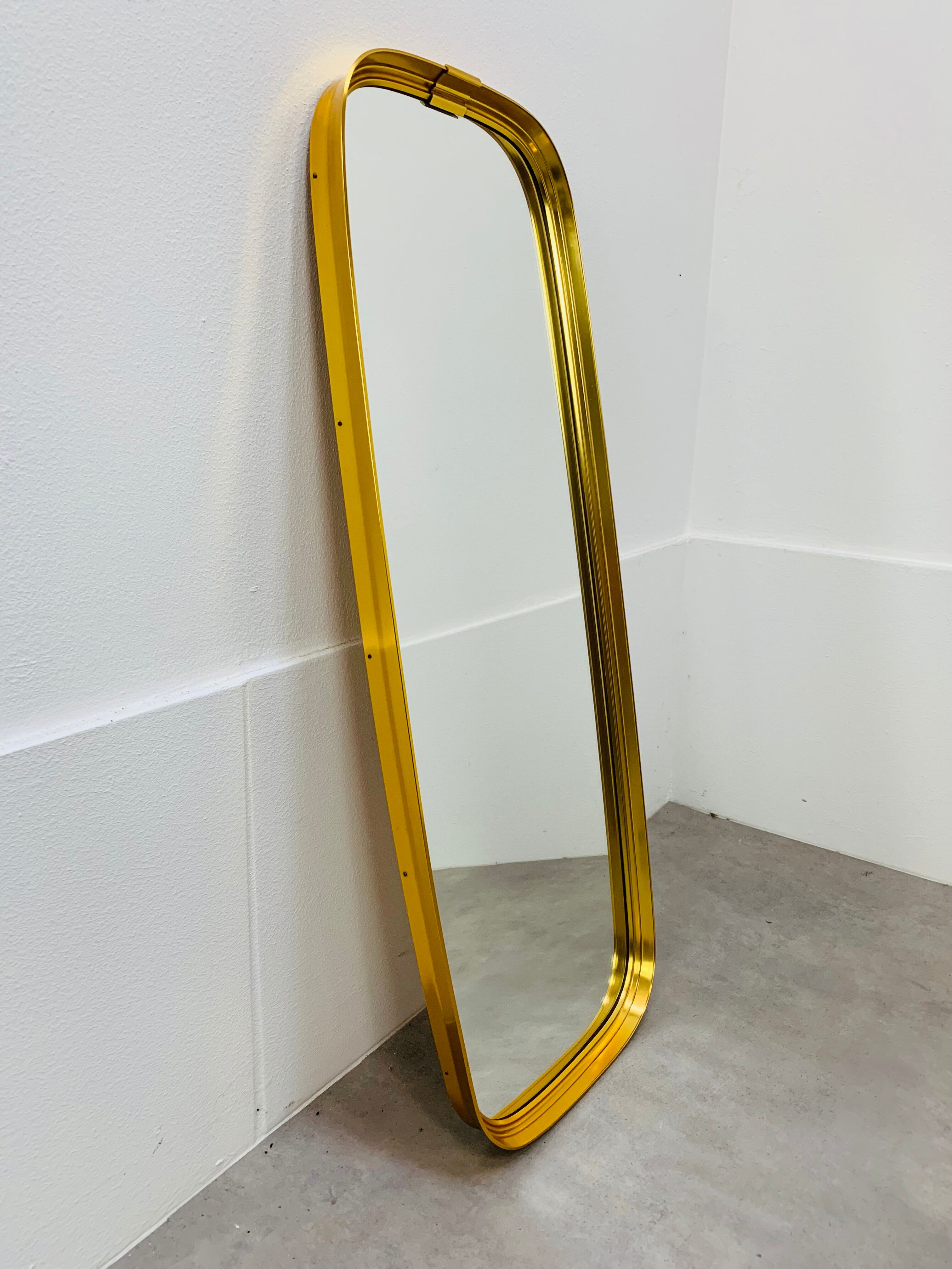 Mirror rearview mirror gold strapping Schönform 60s