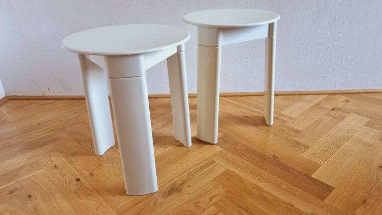 Pair of Midcentury Stools/Side Tables Trio, Olaf Von Bohr, Italy, 1970s