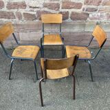 set of 4 vintage mismatched school chairs