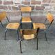 Lot de 4 chaises d'école dépareillée vintage