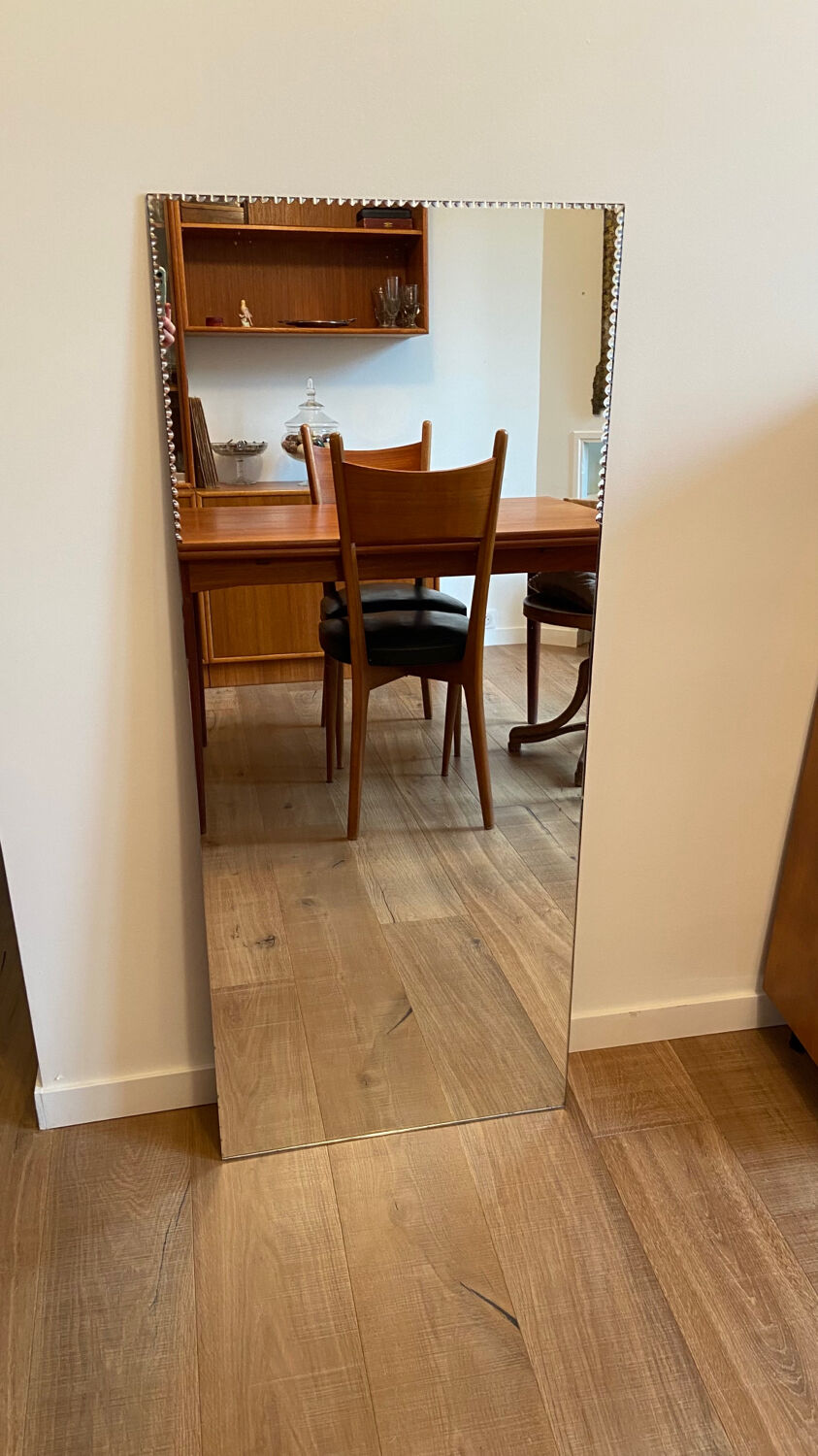 Beveled mirror in festoon 123x51 cm from the 60s