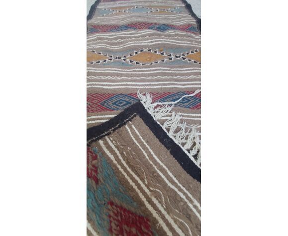 Hand-made multi-coloured hallway carpet made of pure wool  60x90cm