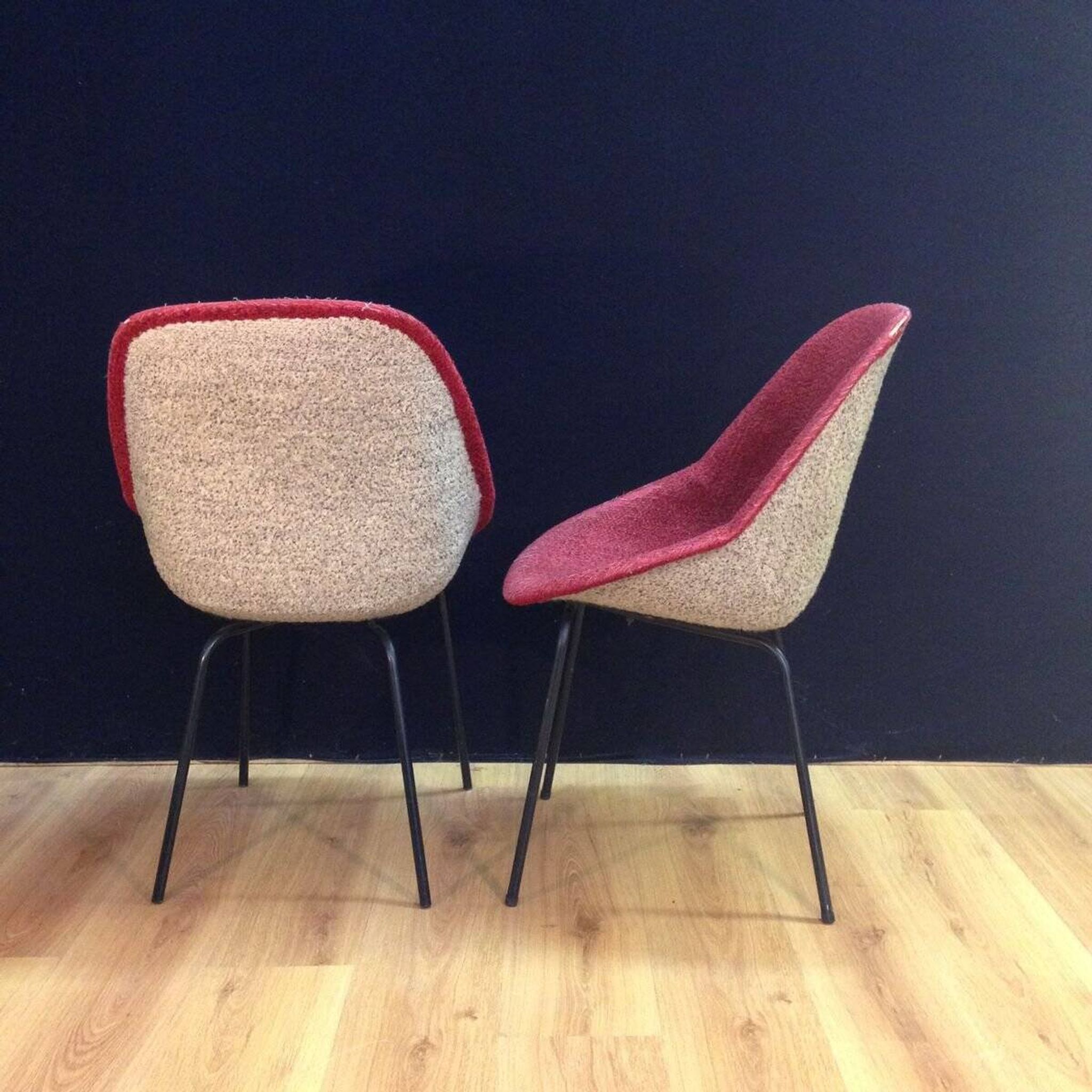 Set of pink chairs by Genevieve Dangles-Christian Defrance for Burov, 1950s
