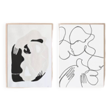 Lot of two poetic works, in 30 x 40 cm format, ink and paint on paper