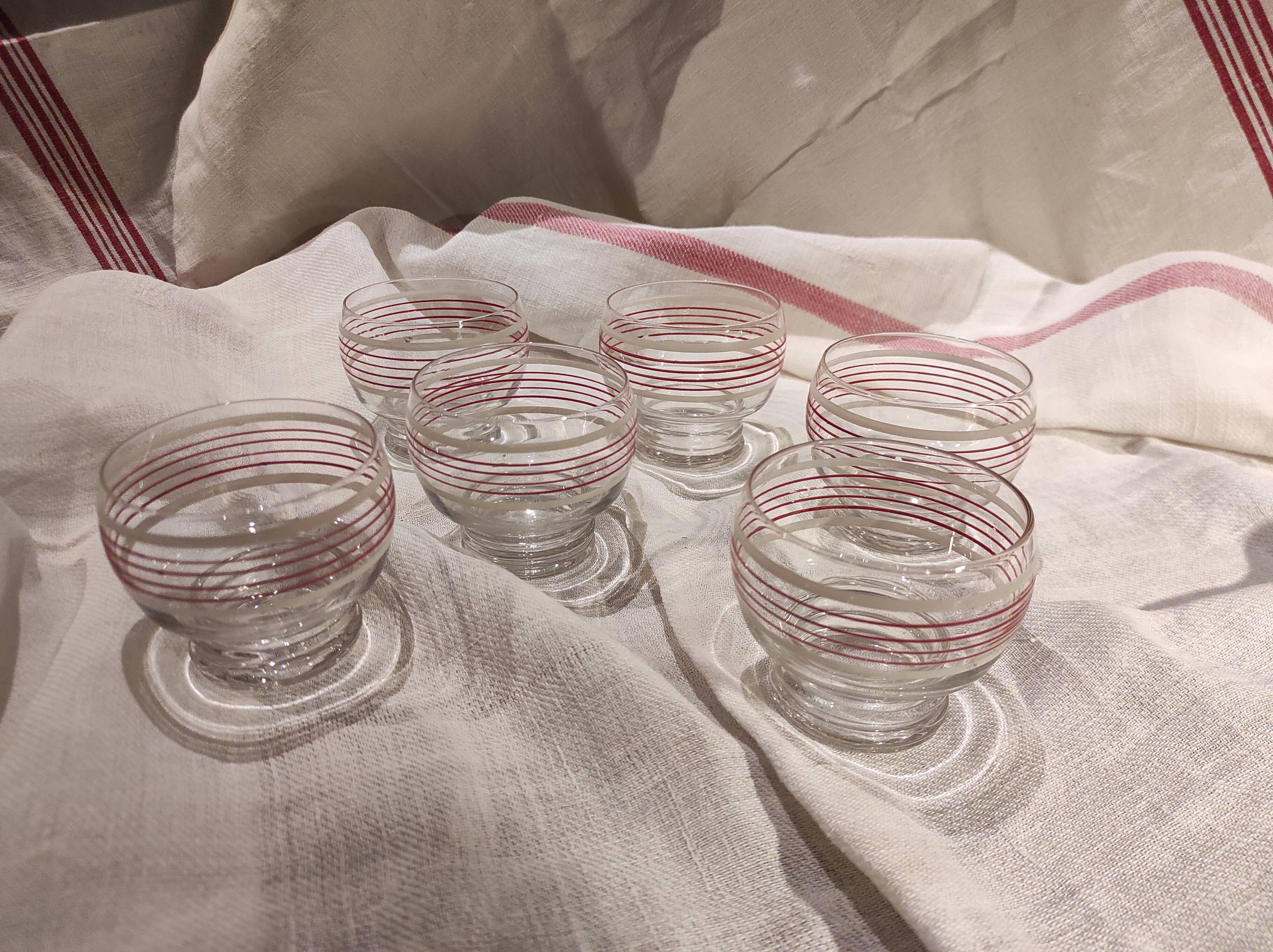 Set of six vintage French glasses for liquor