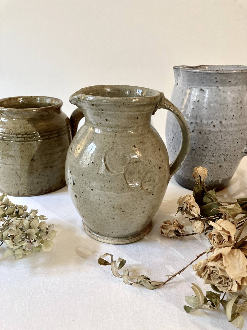 Grey-beige pyrite stone jug