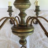 Patinated painted wood chandelier