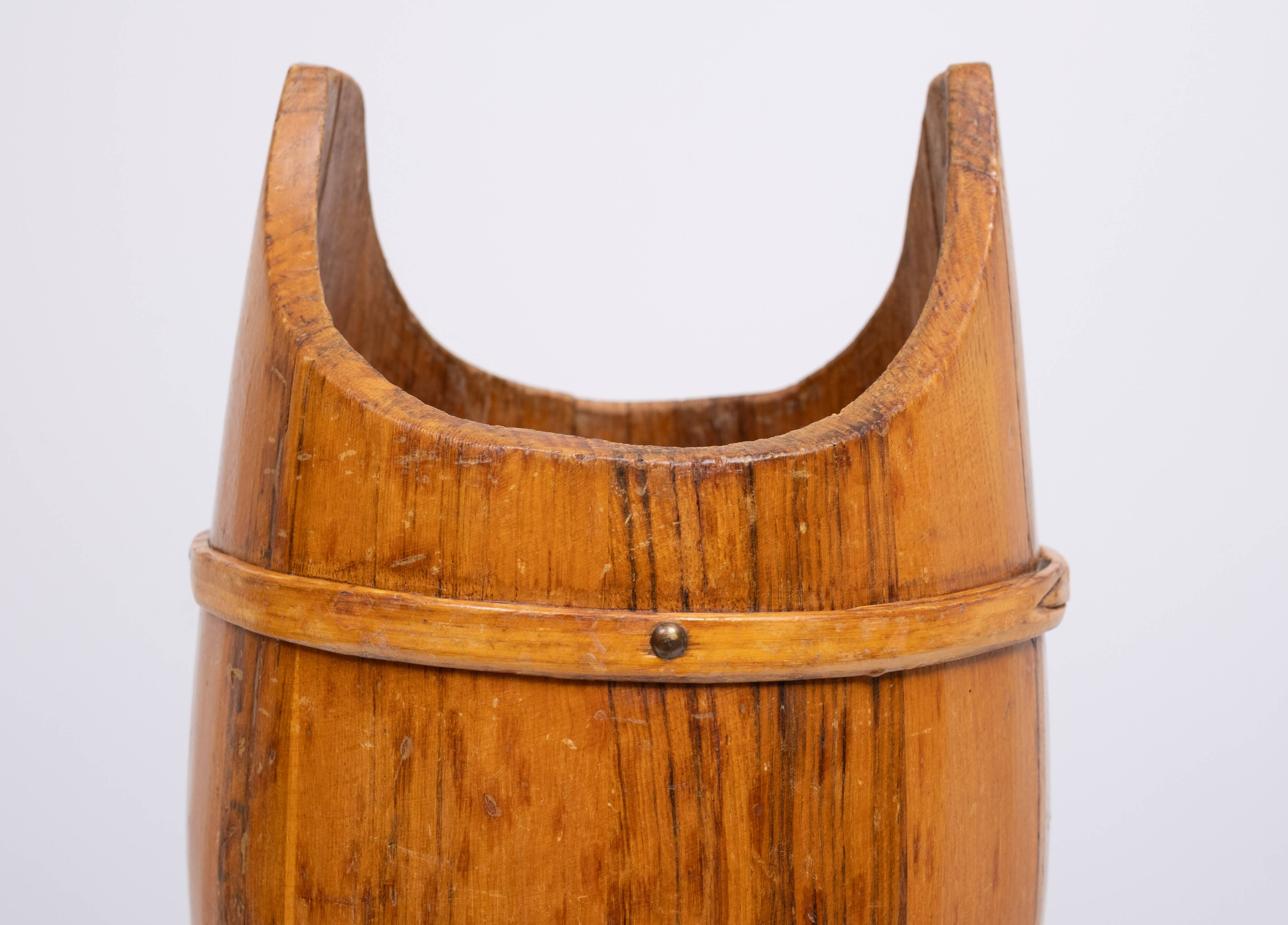 Curved wooden umbrella stand 1960s France