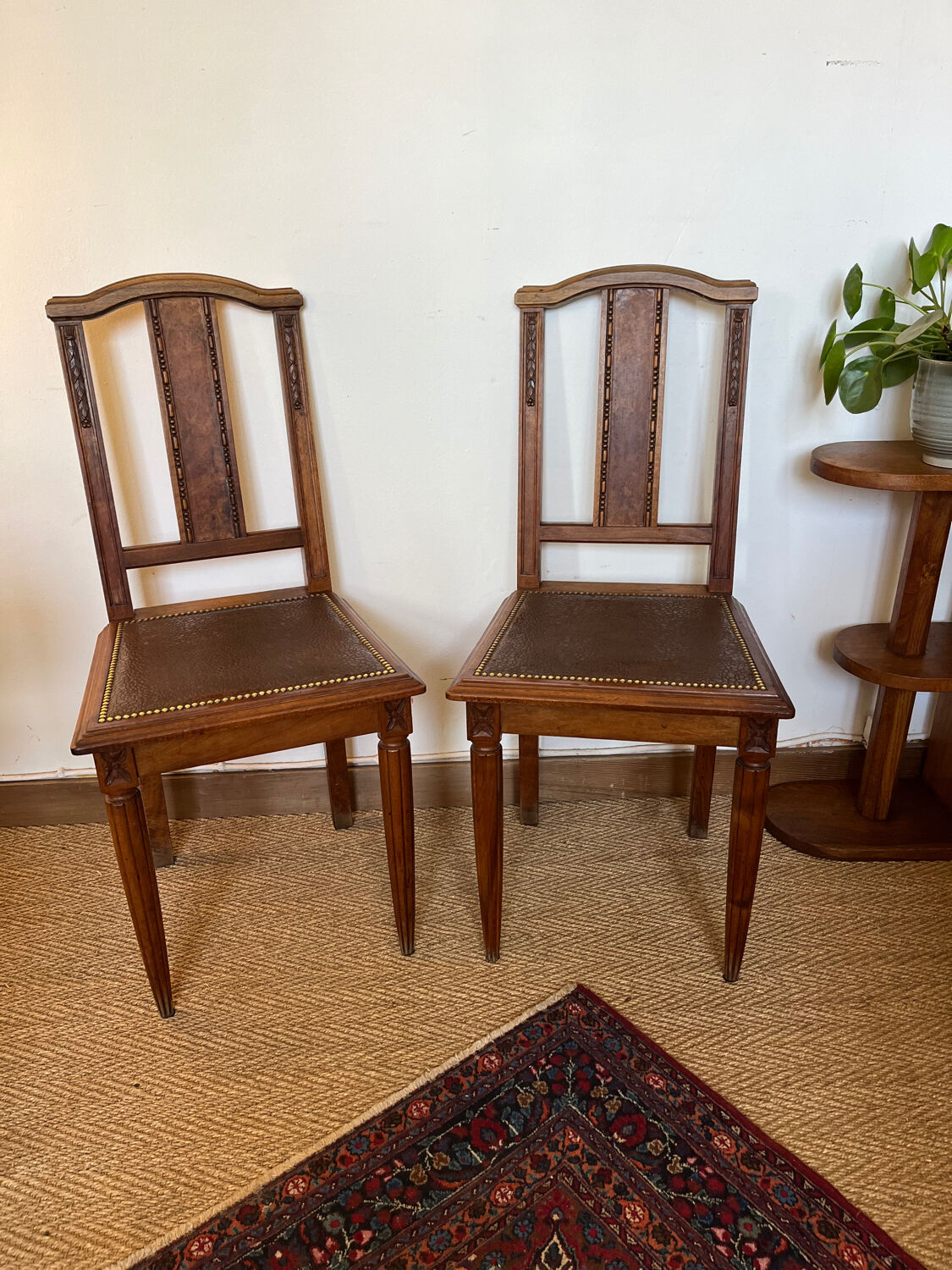 Pair of art deco style wooden chairs