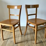 set of 4 Thonet bistro chairs in curved wood honey Mid-Century 50s