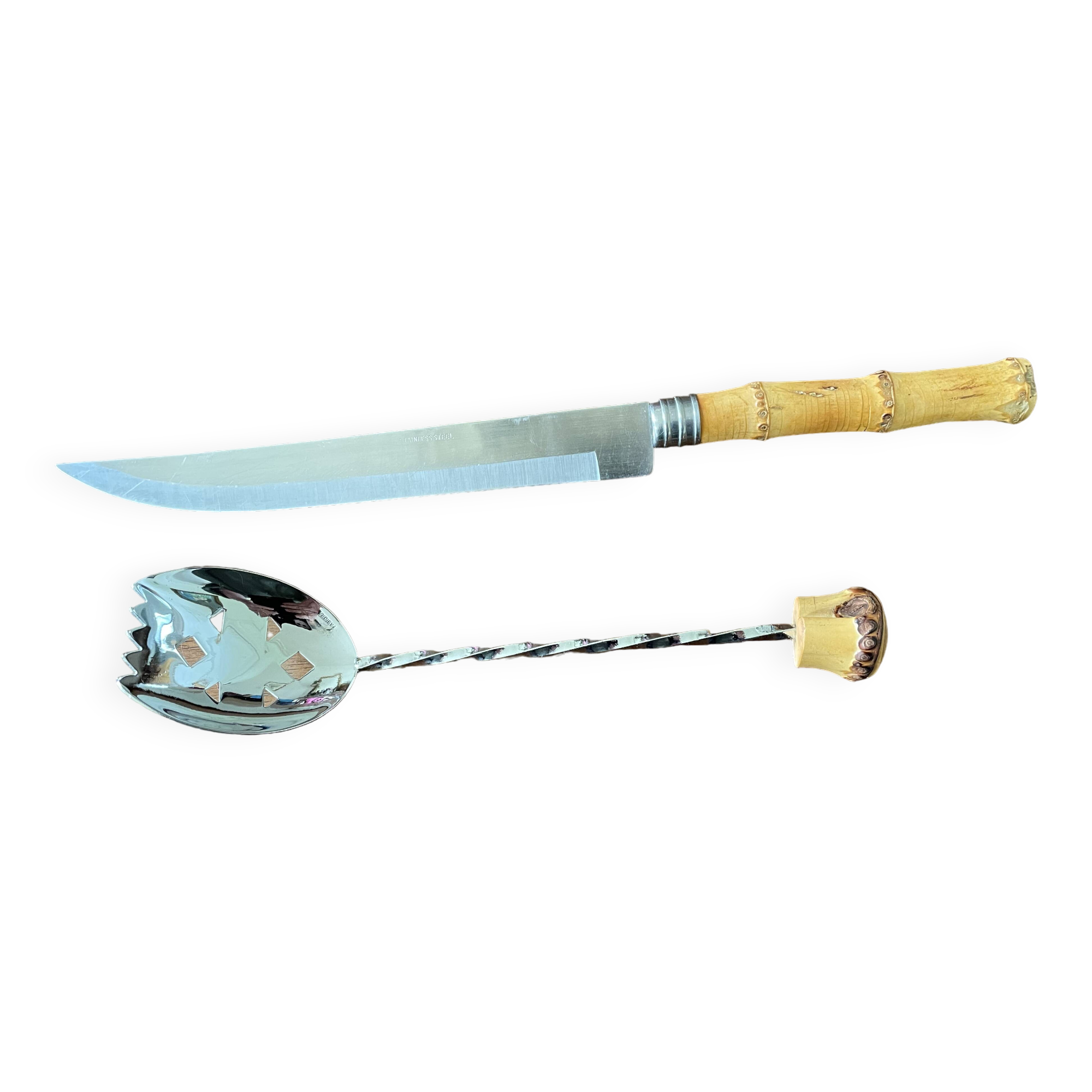 Vintage bamboo handle cutlery