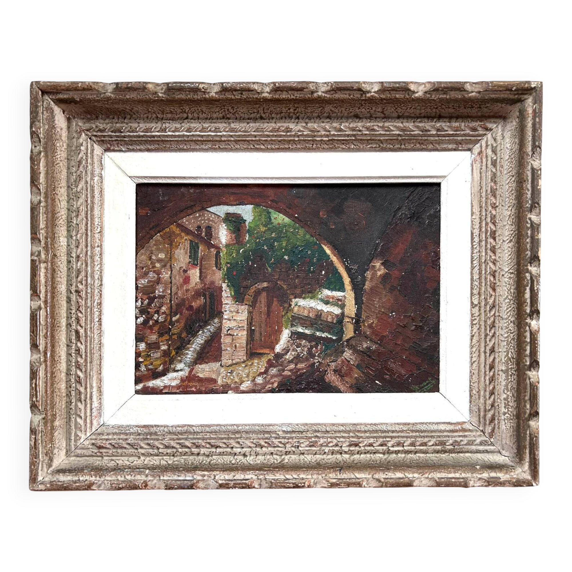 The Old Village of Burgundy, oil on canvas, signed Durant, early 20th century.