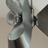 Brushed steel metal pendant light, seventies design