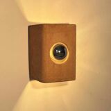 Vintage raw clay chamotte wall light, Guy Bareff, France 1970