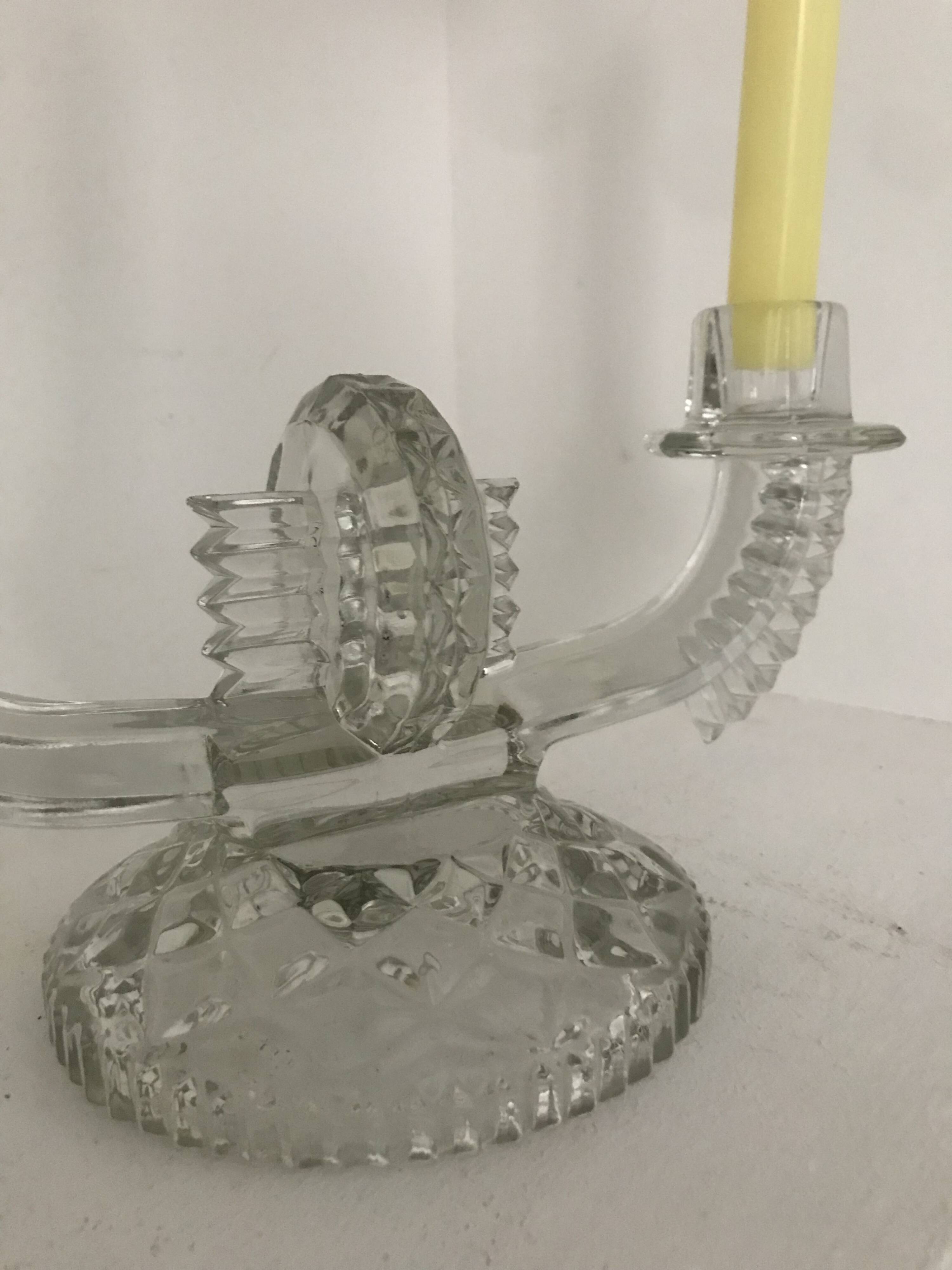 Art Deco 2-branched candle holders