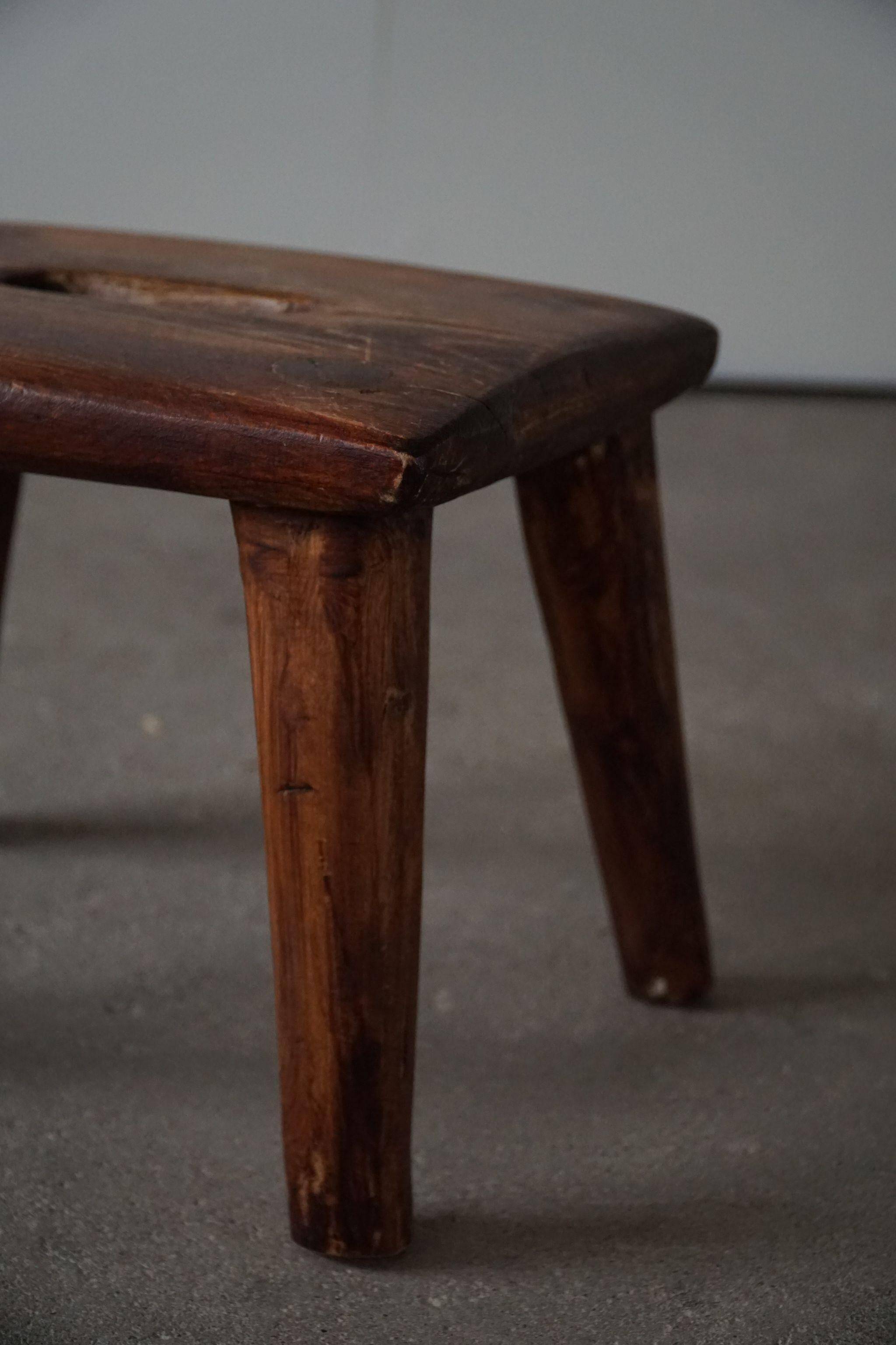 Wabi Sabi stool in solid pine, handmade by a Danish cabinetmaker, 1960s.