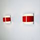Curved Wall Lamps In Red And White By Peter Celsing For Falkenbergs Belysning, Sweden 1960S