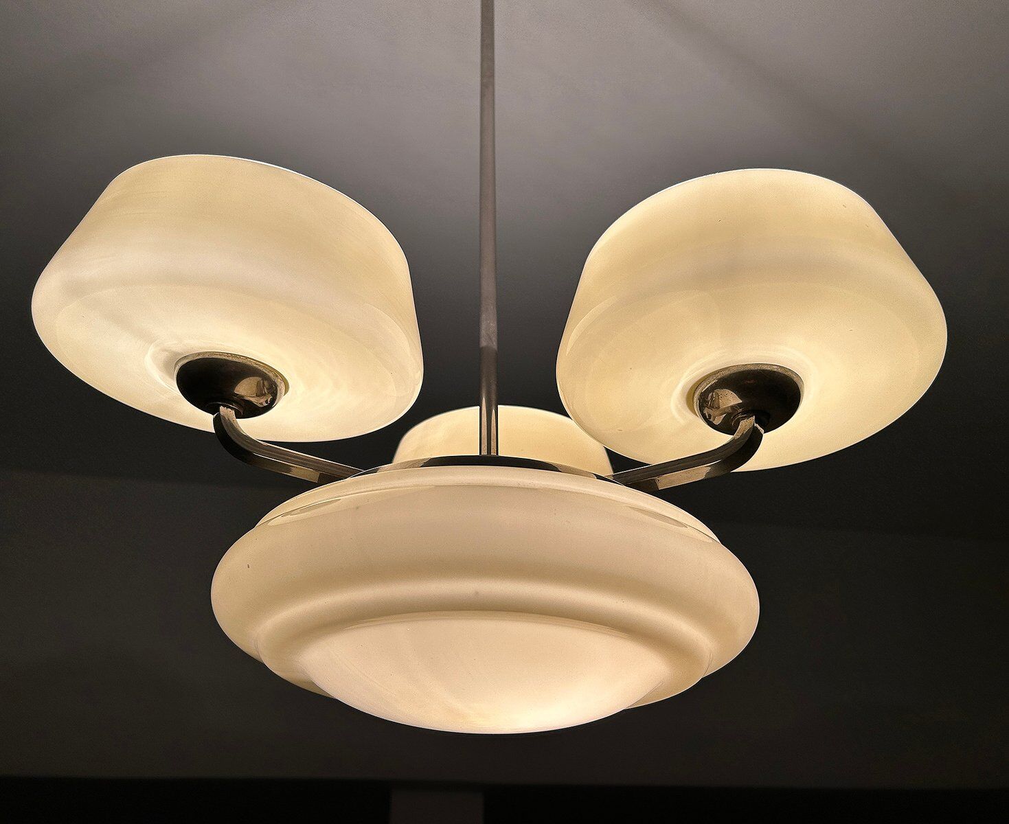 Large Art Deco pendant light in glass, 1930s