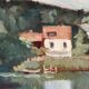 Swedish Oil on Canvas – “Lake with Houses” by G. Arner – Signed
